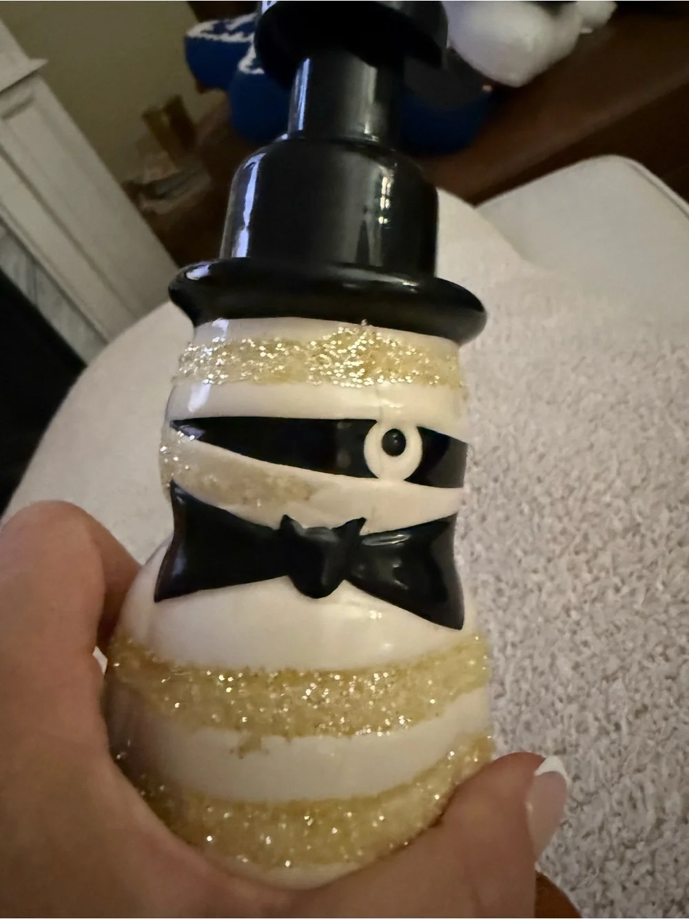 Bath and Body Works Glitter Stripe Mummy Soap Dispenser - Black Top Hat